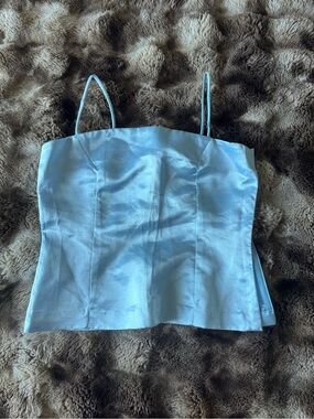 Light Blue Satin Spaghetti Strap Cami Top